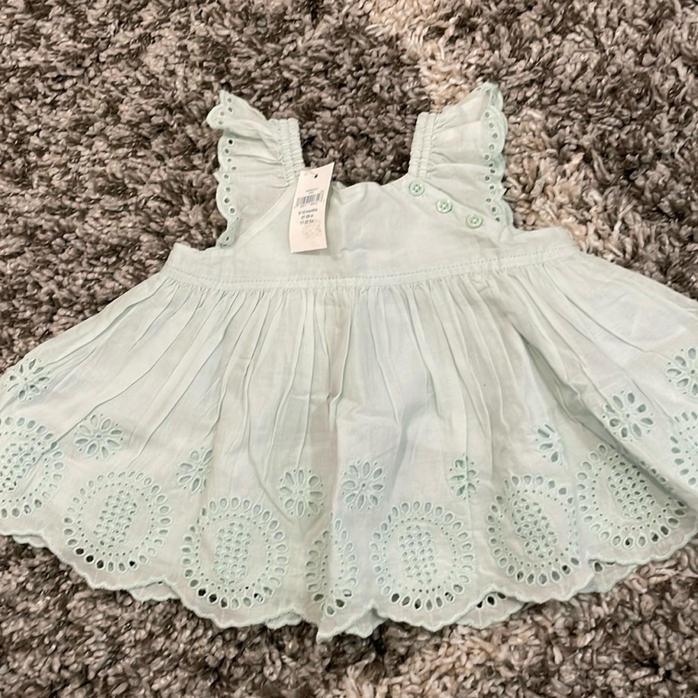NWT Baby Gap Size 6-12M Mint Green Eyelet Dress/Tunic